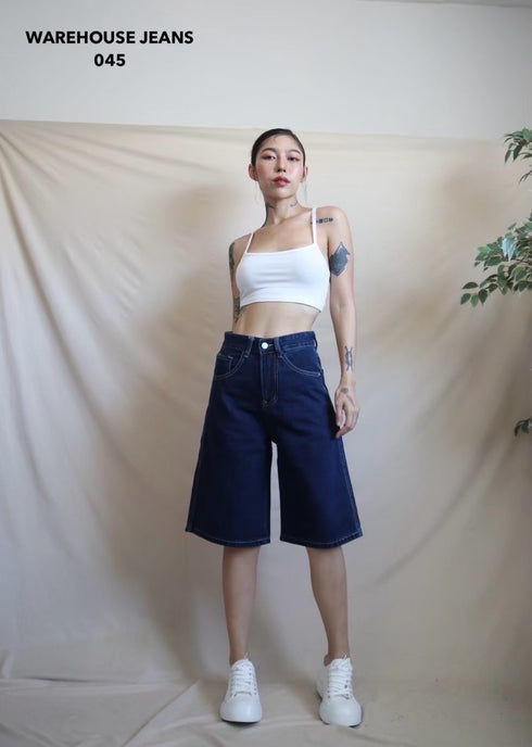 Denim high-waisted  knee-Length short